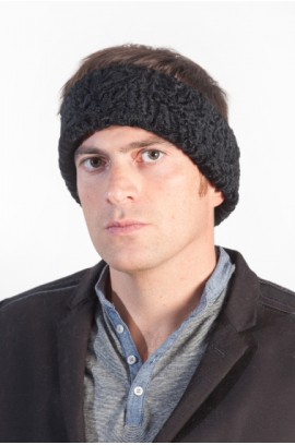 Black Karakul fur headband for men